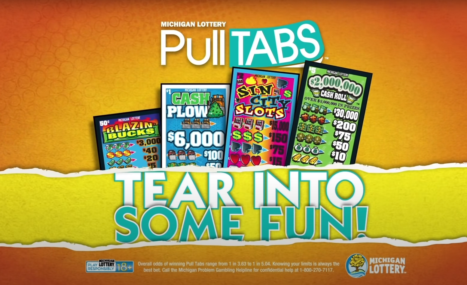 Play Michigan Lottery Pull Tabs at Brookside Golf Course in Gowen Michigan